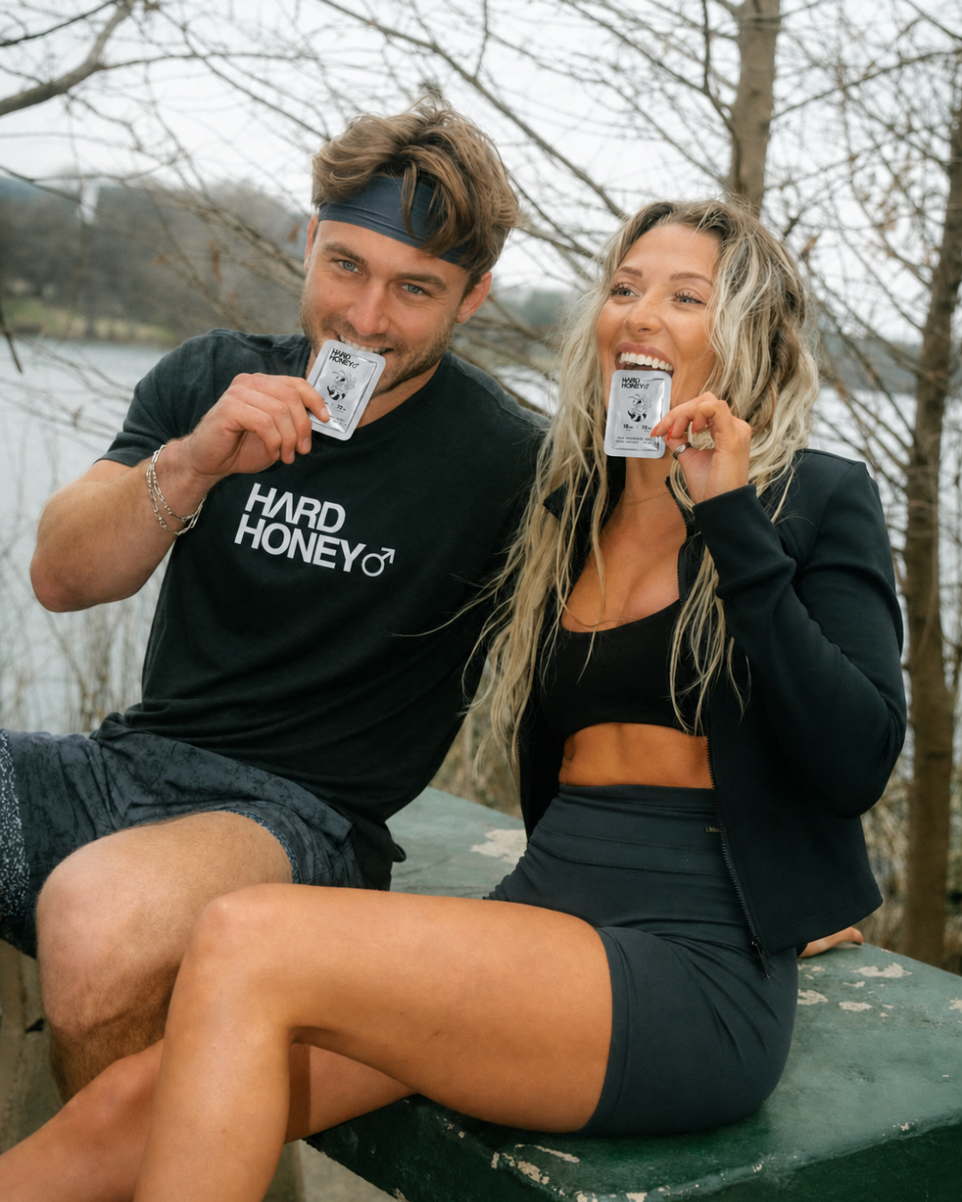 Couple enjoying Hard Honey outdoors