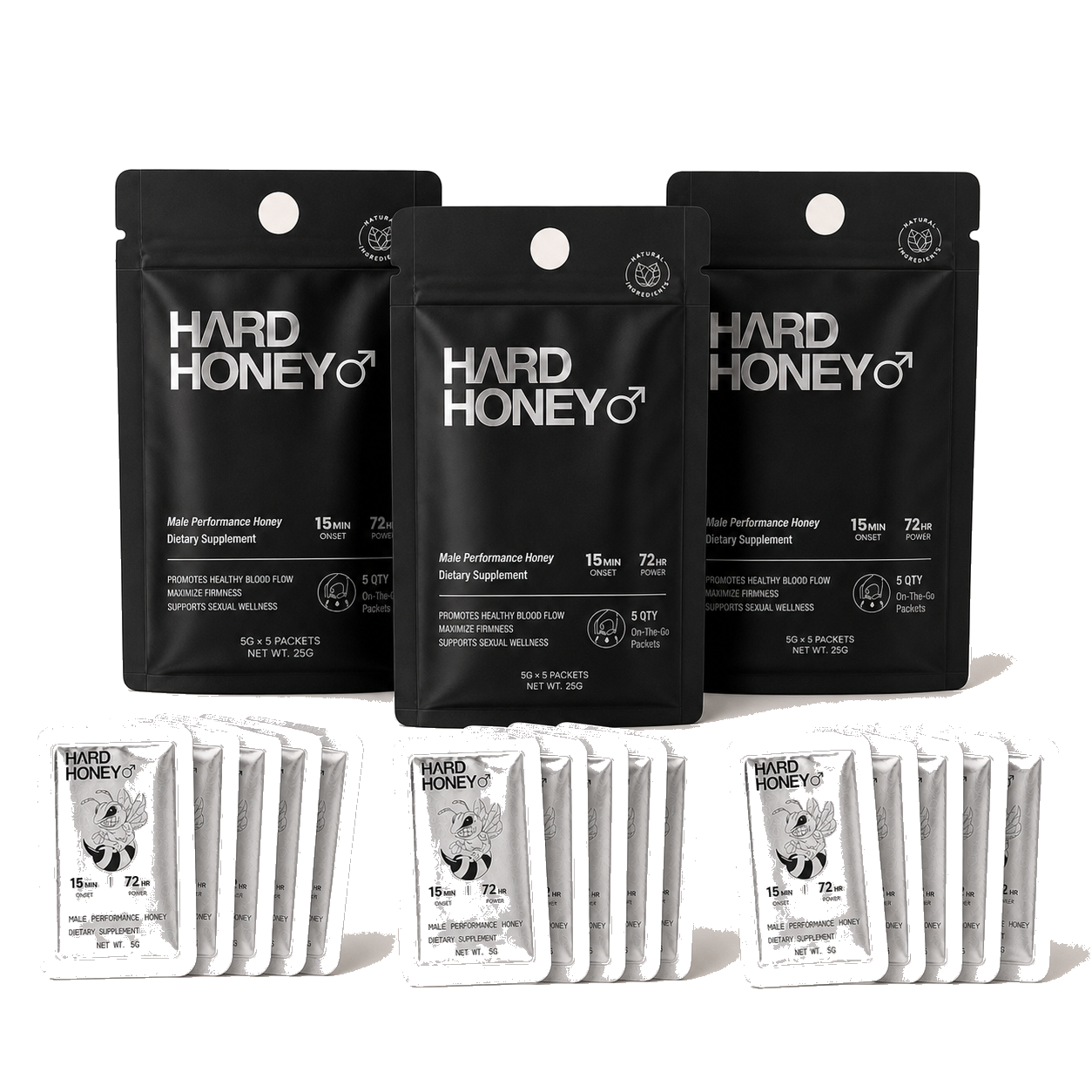 Three Hard Honey pouches